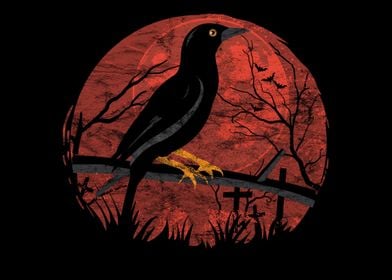 Red Moon Raven Black Crow