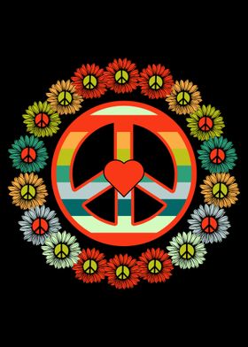 hippie flower logo sun