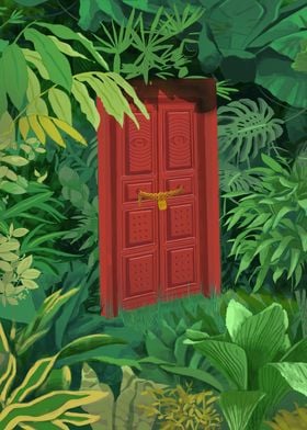 Magic door in the forest