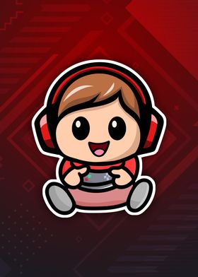 Kawaii Chibi Gamer Boy Red