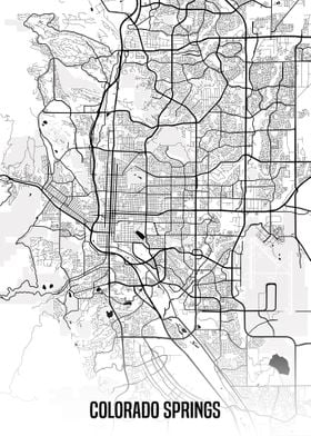 Colorado Springs white map