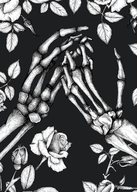 Skeleton Hands and Roses