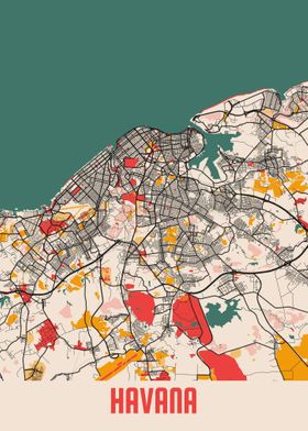 Havana City Map Cuba