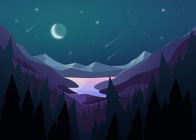 Mountains at night