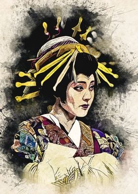 Geisha Vintage Watercolor