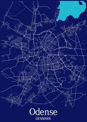 Odense City Map Denmark 