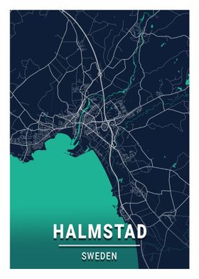 Halmstad City Map Sweden