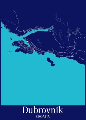 Dubrovnik City Map Croatia