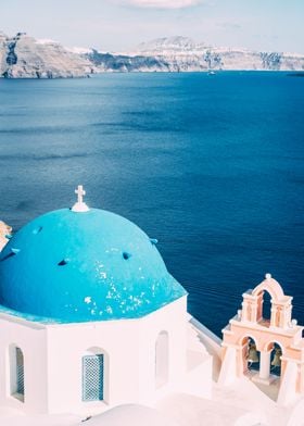 Santorini Church Over Sea