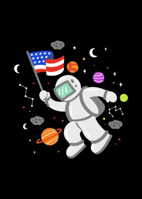 Astronaut USA Flag