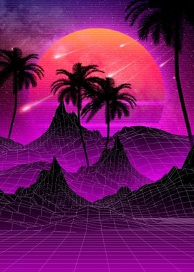 Mountain Synthwave Sunset