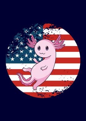 USA Axolotl July 4th Gift