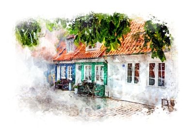 Digital Watercolor Home