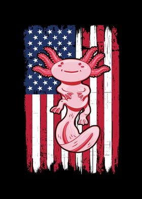 Axolotl American Flag Gift