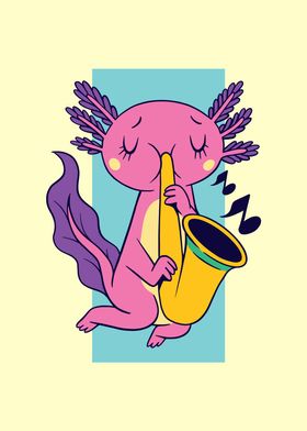 Axolotl playing Saxophone