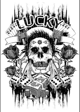 lucky poster skull art