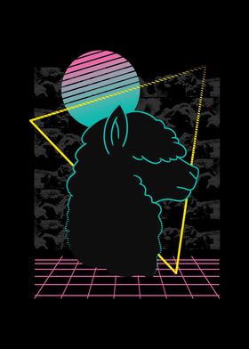 Vaporwave Alpaca Llama 80s