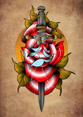 dagger rose tattoo
