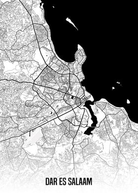 Dar Es Salaam white map