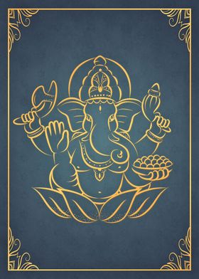 Ganesh Hindu Teal Orange