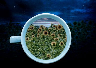 Cup of sunflowers