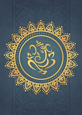 Hindu Ganesh Teal Orange