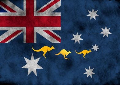 Australia Flag and Roos