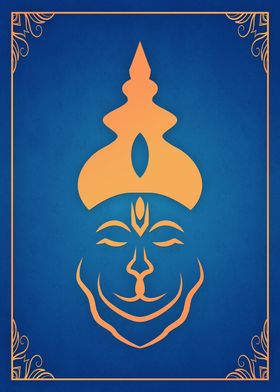 Lord Hanuman Teal Orange