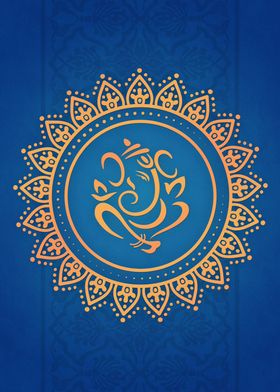 Hindu Ganesh Blue Orange