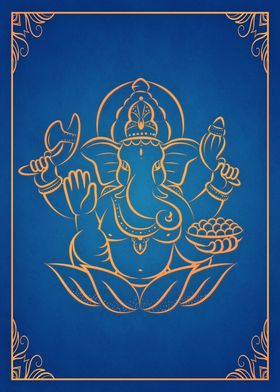 Ganesh Hindu Blue Orange