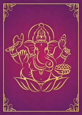 Ganesh Hindu Purple Yellow