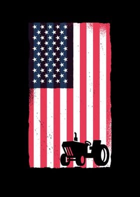 USA Flag Tractor American