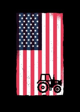 USA Flag Tractor American