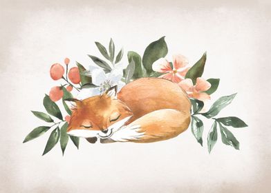 Sleeping Fox Nursery Art