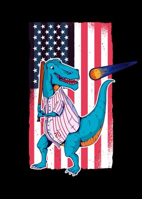 Baseball USA Flag TRex