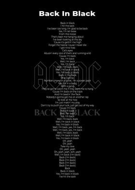 Lyric Back in Black poster