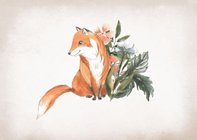 Floral Fox Nursery Art
