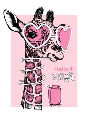 Cute giraffe with drink