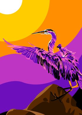 Big Purple Heron Vector