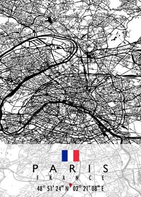 Shop - Paintings Posters Map Online Metal Displate Pictures, | Paris Unique Prints,