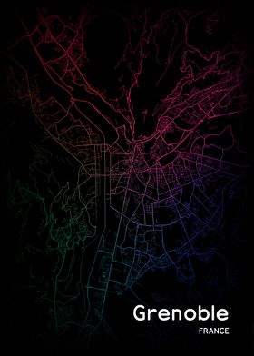 Grenoble City Map France