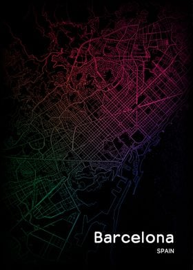 Barcelona City Map Spain