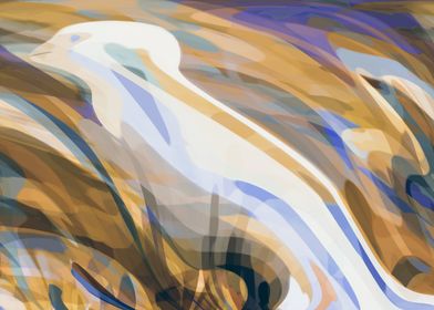 Gold Blue Bird Abstract