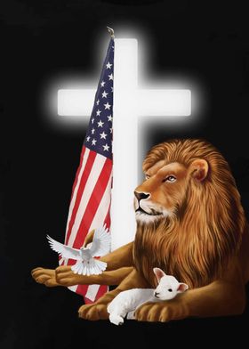 Lion And Lamb Flag US