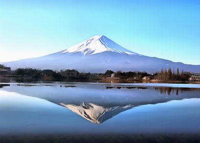 Fuji reflected in the lake