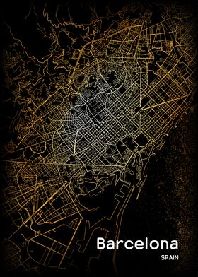 Barcelona City Map Spain