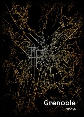 Grenoble City Map France