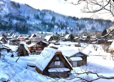 Japanese village winter