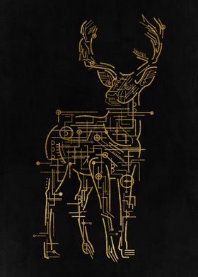 Golden Minimalistic Deer