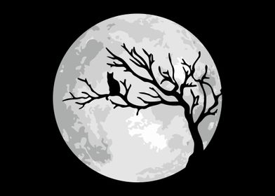 Moon cat halloween